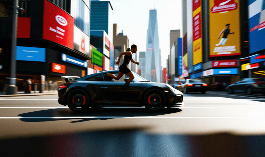 À 110 km/h dans les rues de la ville, sa course se termine à pied