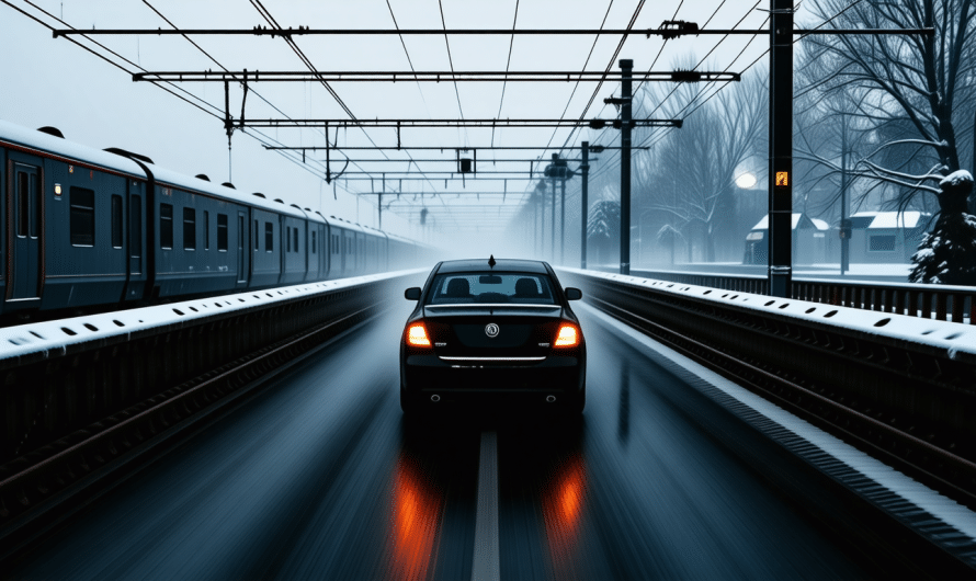 Un conducteur imprudent avec un pare-brise glacé plonge dans un train !