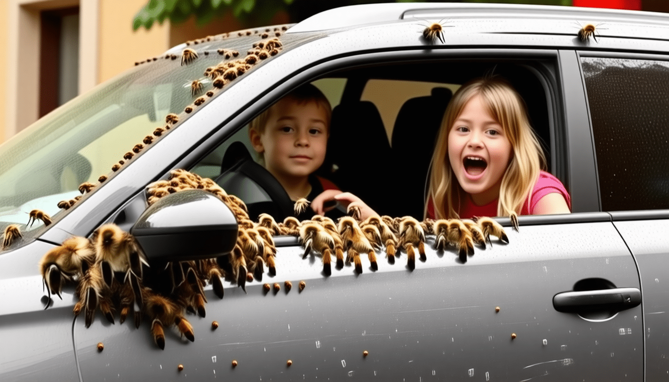 découvrez comment une famille se retrouve dans une situation cocasse et alarmante lorsque leur voiture est envahie par un essaim d'abeilles. une aventure inattendue que vous ne serez pas prêts d'oublier !