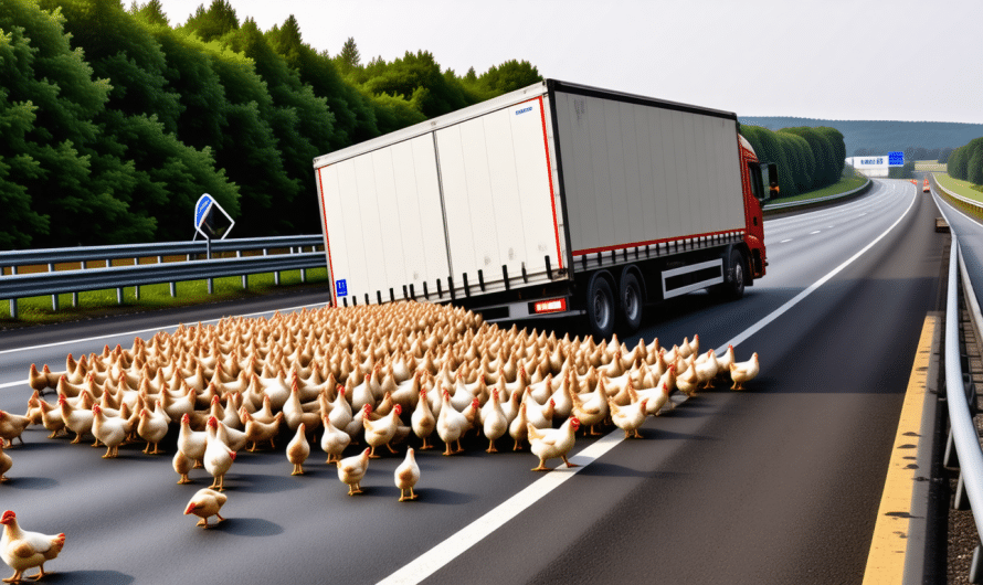 Somnolence au volant : un camion déversé libère des milliers de poulets sur l’A26