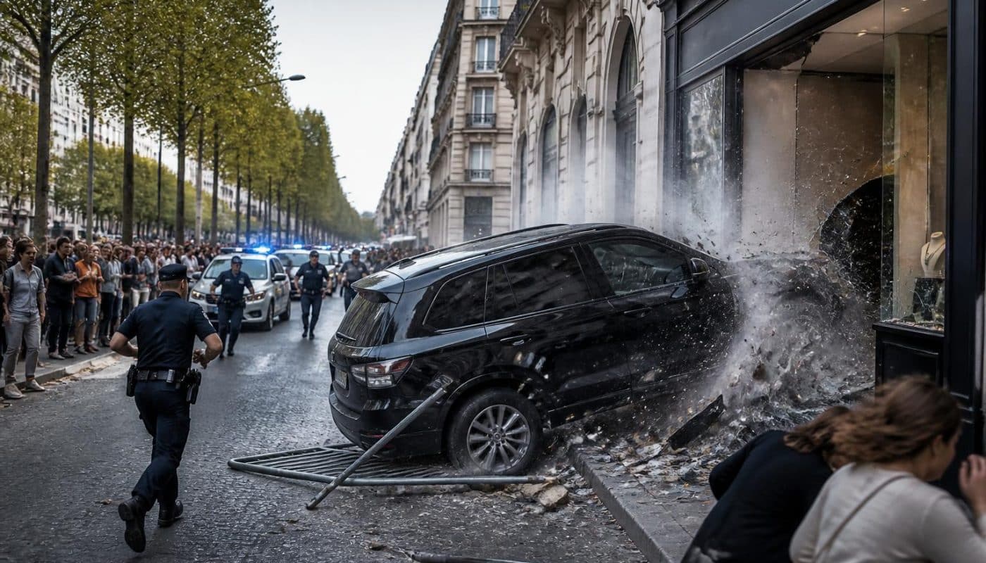 un braquage spectaculaire à la voiture-bélier s'est déroulé sur les champs-élysées, où plus de 200 000 € ont été dérobés en quelques minutes lors d'une casse éclair.