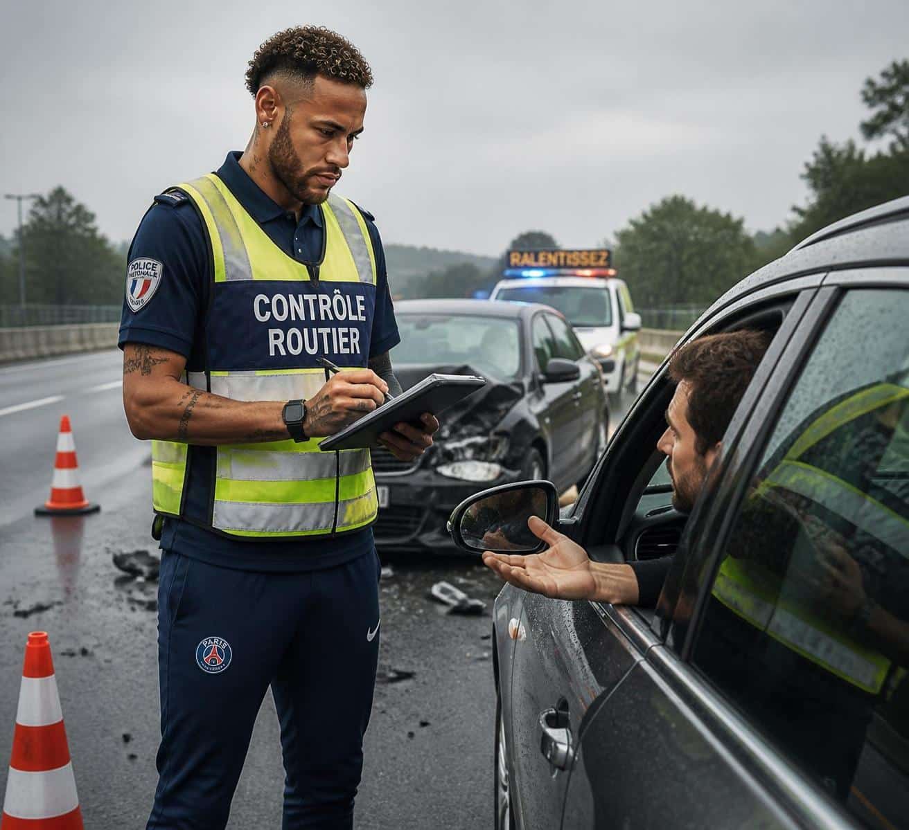 un footballeur professionnel suspendu de son permis de conduire pendant un an suite &agrave; un contr&ocirc;le routier r&eacute;v&eacute;lant alcool&eacute;mie et exc&egrave;s de vitesse majeur.