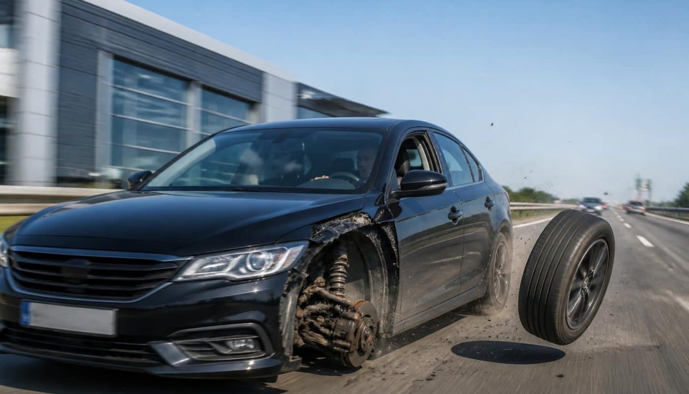 découvrez l'incroyable mésaventure d'un conducteur dont la voiture vient de quitter le garage avant qu'une roue ne se détache à plus de 100 km/h. un récit choc à ne pas manquer !