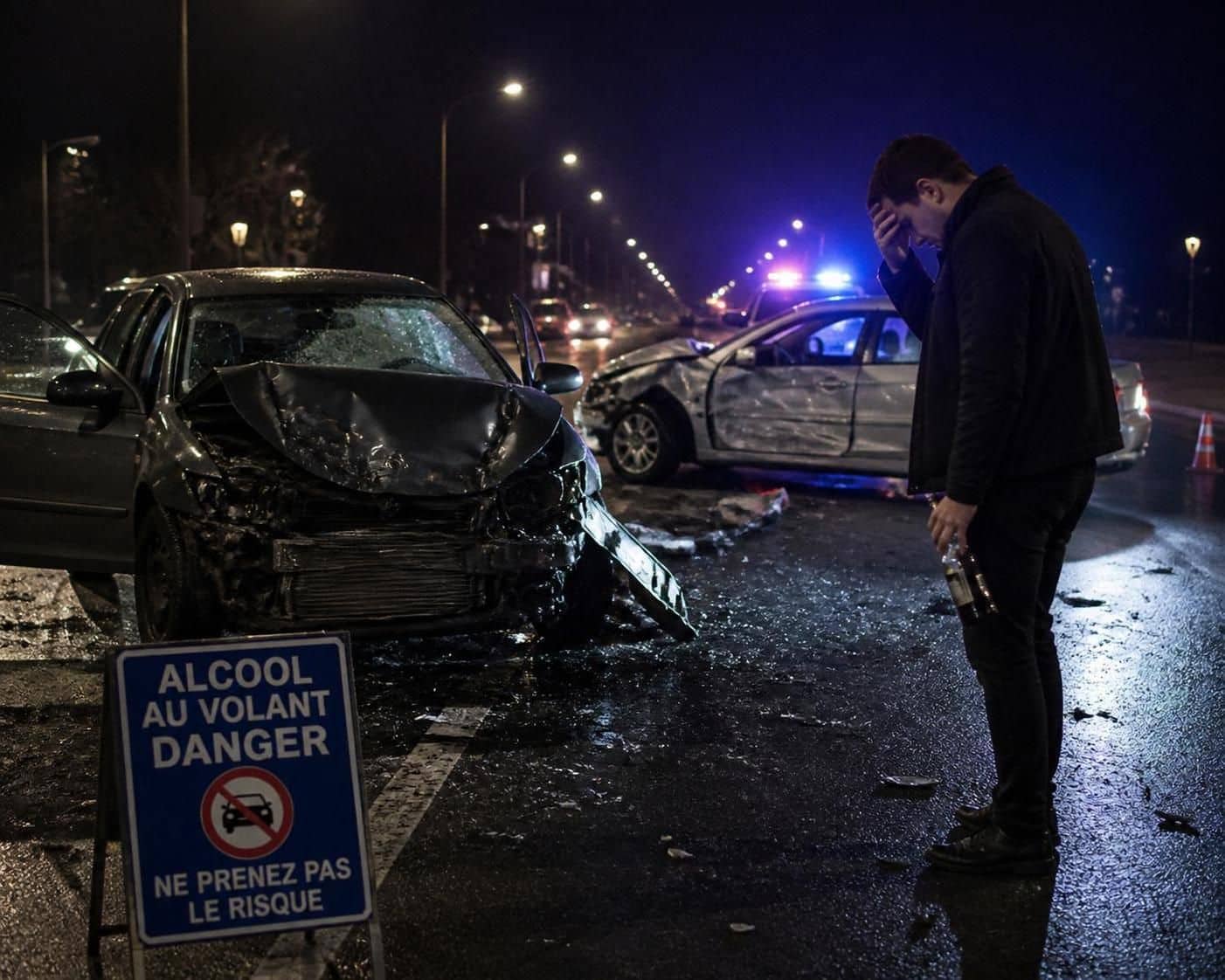 un conducteur sous l'emprise de l'alcool percute une voiture de gendarmerie stationn&eacute;e, entra&icirc;nant des cons&eacute;quences graves et une intervention rapide des forces de l'ordre.