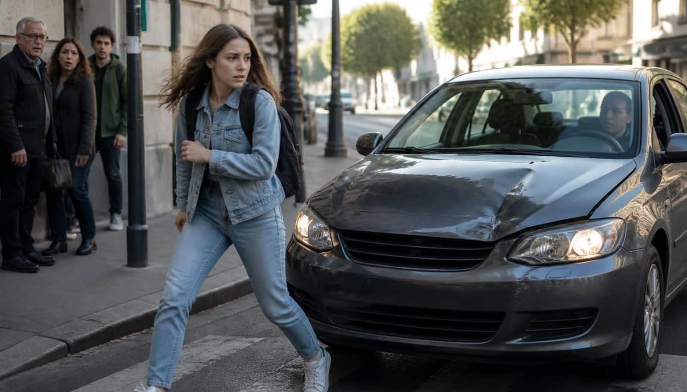 une lycéenne modifie son itinéraire pour se rendre à l'examen du baccalauréat suite à une collision avec une voiture, racontant un événement inattendu lors de cette journée cruciale.
