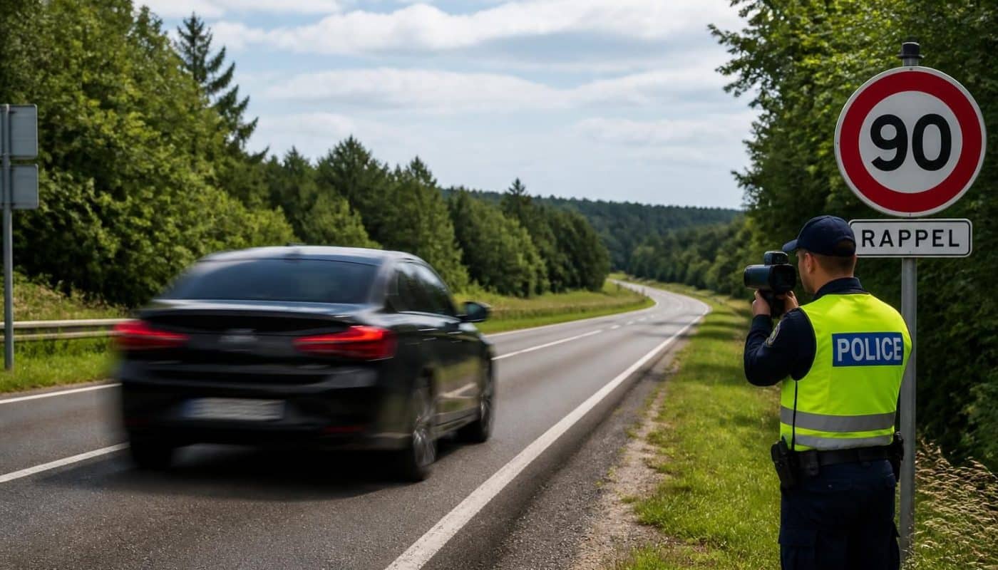 un conducteur a été contrôlé à 190 km/h sur une route limitée à 90 km/h, entraînant la perte immédiate de son permis de conduire pour un excès de vitesse spectaculaire.