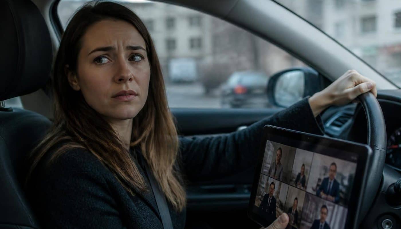 une femme est prise en flagrant délit de mensonge alors qu'elle conduit lors d'une audience en visioconférence avec le tribunal, soulevant des questions sur l'intégrité en justice à distance.