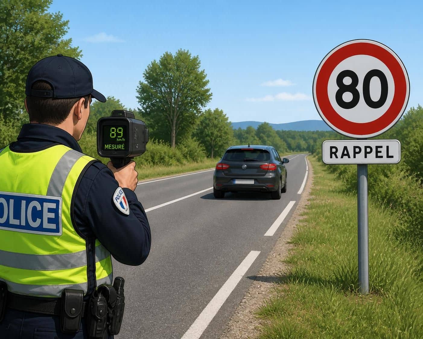 découvrez les conséquences graves d'un excès de vitesse à 164 km/h au lieu de 80 km/h, incluant le retrait de permis et la mise en fourrière du véhicule.