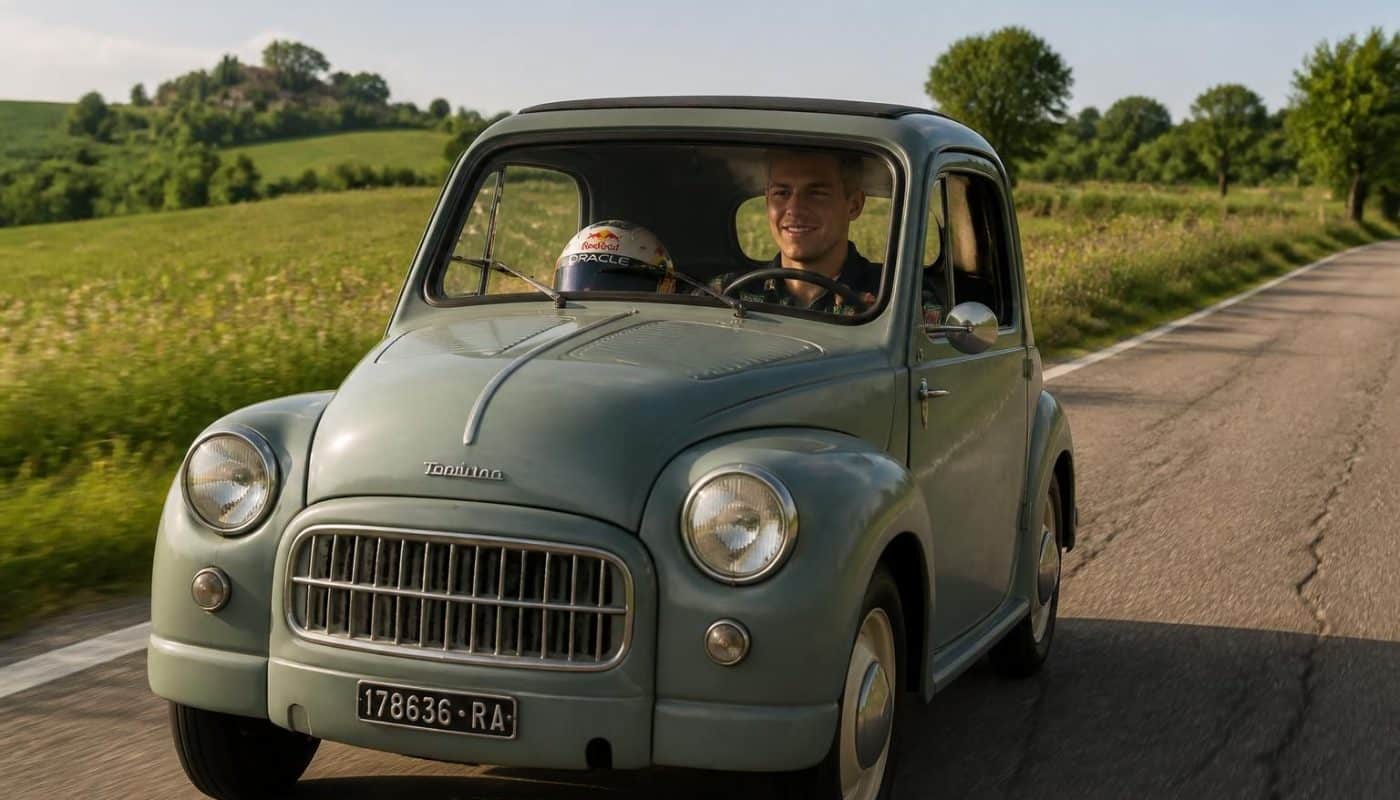 découvrez l'étonnant échange de max verstappen qui troque les circuits de formule 1 pour une fiat topolino à 45 km/h, une aventure inattendue pleine de charme et de nostalgie.