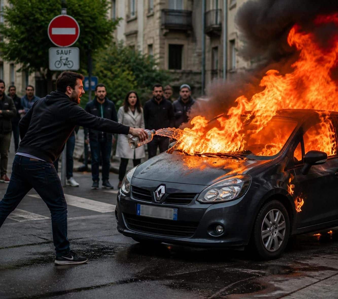 un conducteur, submerg&eacute; par la col&egrave;re, incendie la voiture de son ex-compagne sans saisir les cons&eacute;quences de son acte.
