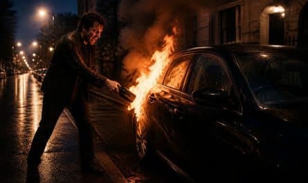 un conducteur, submergé par la colère, incendie la voiture de son ex-compagne sans saisir les conséquences de son acte.