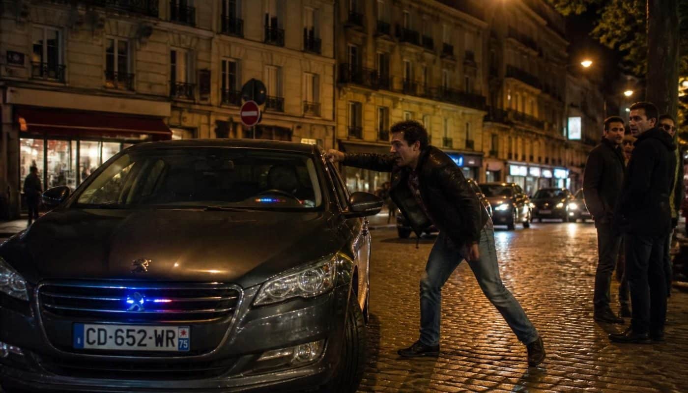 un homme sous l'emprise de l'alcool attaque une voiture banalisée de la police, la prenant à tort pour un véhicule de « parisiens ».