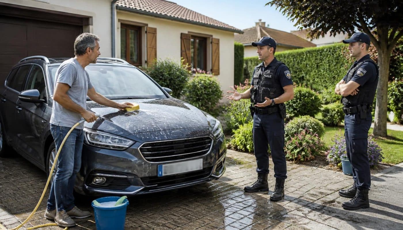 depuis plus de 20 ans, il lave sa voiture devant chez lui, mais cette fois, la police est intervenue à son domicile. découvrez les raisons de cette intervention inédite.