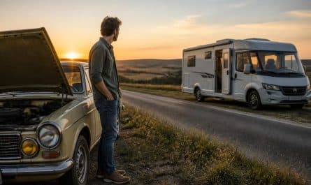 découvrez l'histoire captivante d'un voyageur en panne au bord de la route qui décide de s'approprier un camping-car pour poursuivre son aventure sans renoncer.