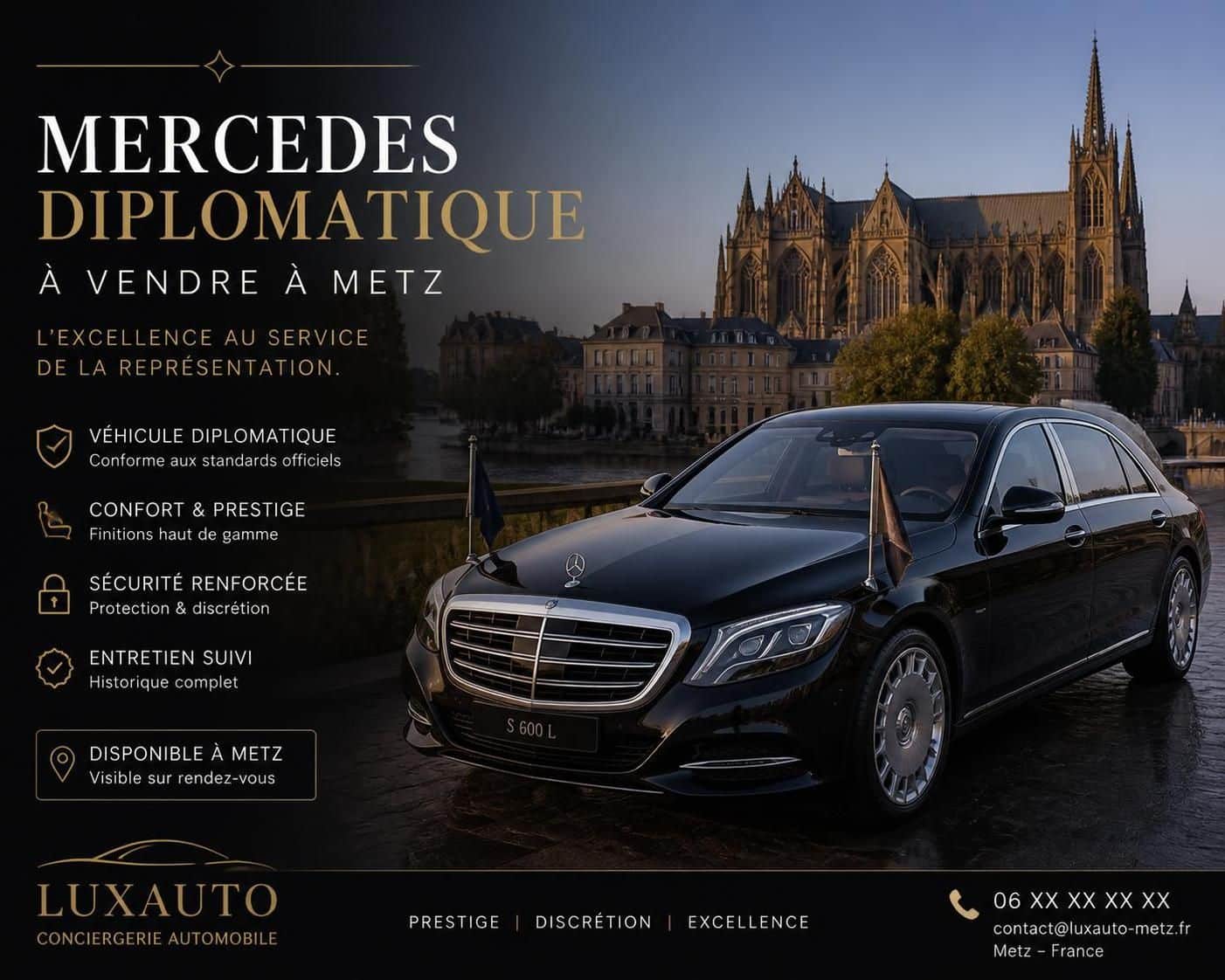 d&eacute;couvrez une occasion unique : une mercedes diplomatique rare &agrave; vendre dans cette ville. ne manquez pas cette opportunit&eacute; exclusive pour les passionn&eacute;s de voitures de prestige.
