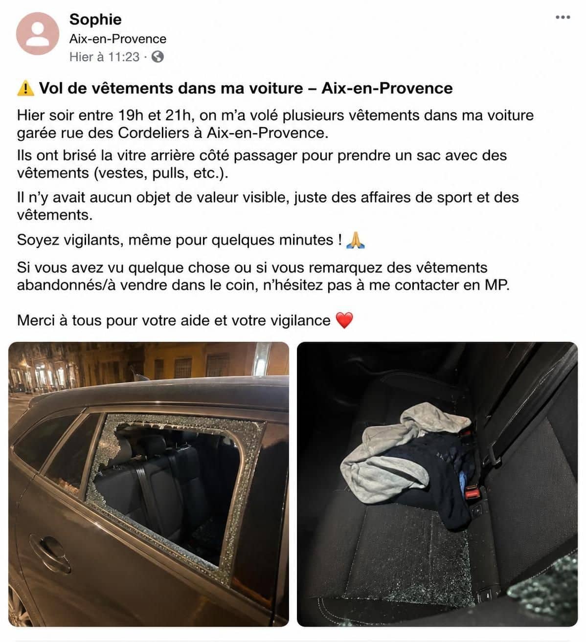 ils dérobent des vêtements dans une voiture et tentent de s'enfuir à bord du véhicule, mais leur fuite tourne court.
