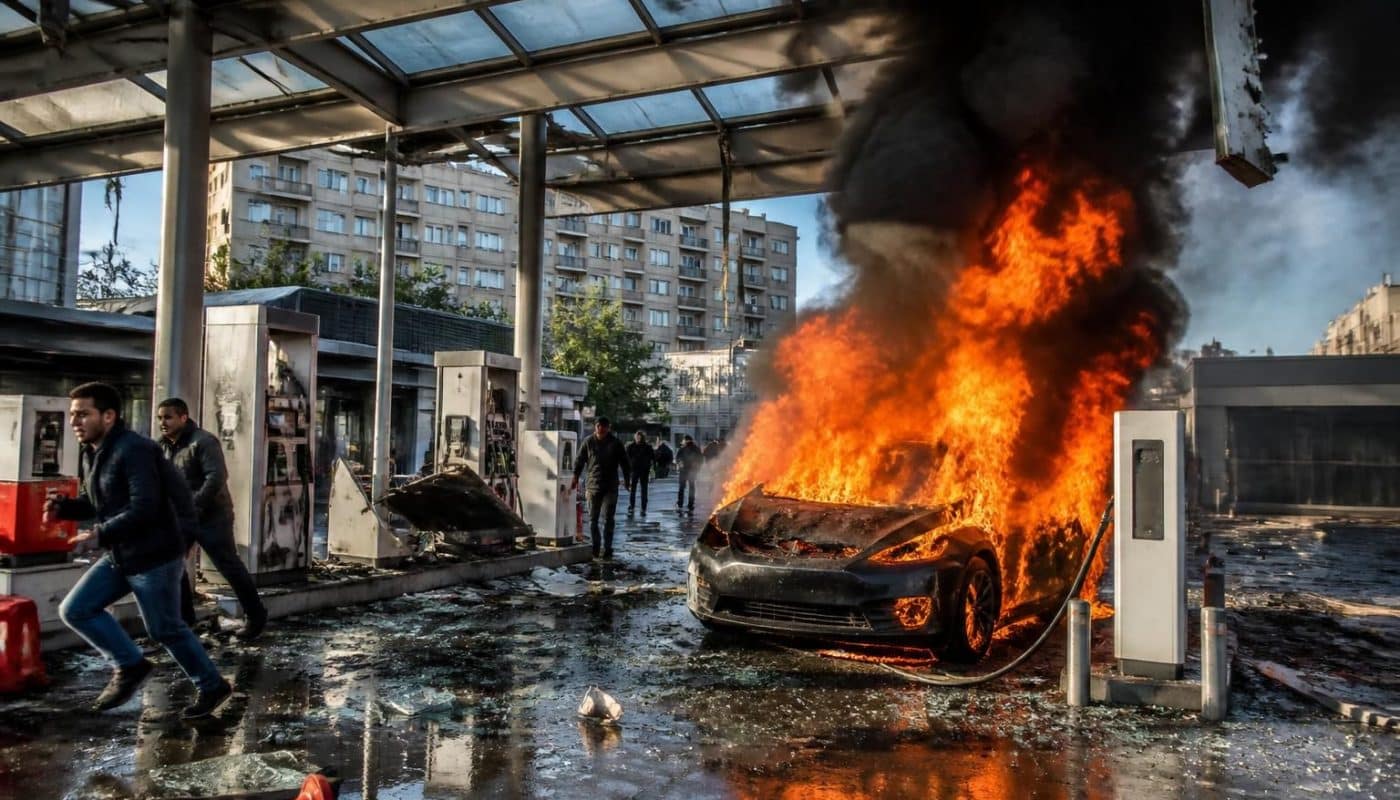 à montreuil, une voiture électrique en charge a pris feu, provoquant un incendie majeur qui a détruit une station-service. découvrez les circonstances de cet incident spectaculaire.