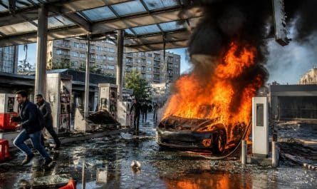 à montreuil, une voiture électrique en charge a pris feu, provoquant un incendie majeur qui a détruit une station-service. découvrez les circonstances de cet incident spectaculaire.