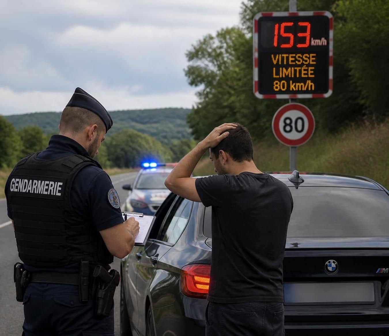 un conducteur a &eacute;t&eacute; flash&eacute; &agrave; 142 km/h sur une route limit&eacute;e &agrave; 80 km/h et la gendarmerie l'a imm&eacute;diatement conduit en fourri&egrave;re pour exc&egrave;s de vitesse dangereux.