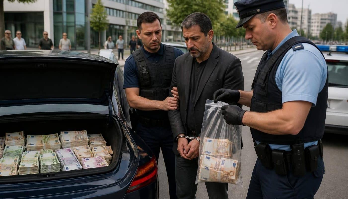 un homme a été placé en détention après la découverte spectaculaire de plus de 141 000 € en liquide dans sa voiture, suscitant une enquête approfondie.