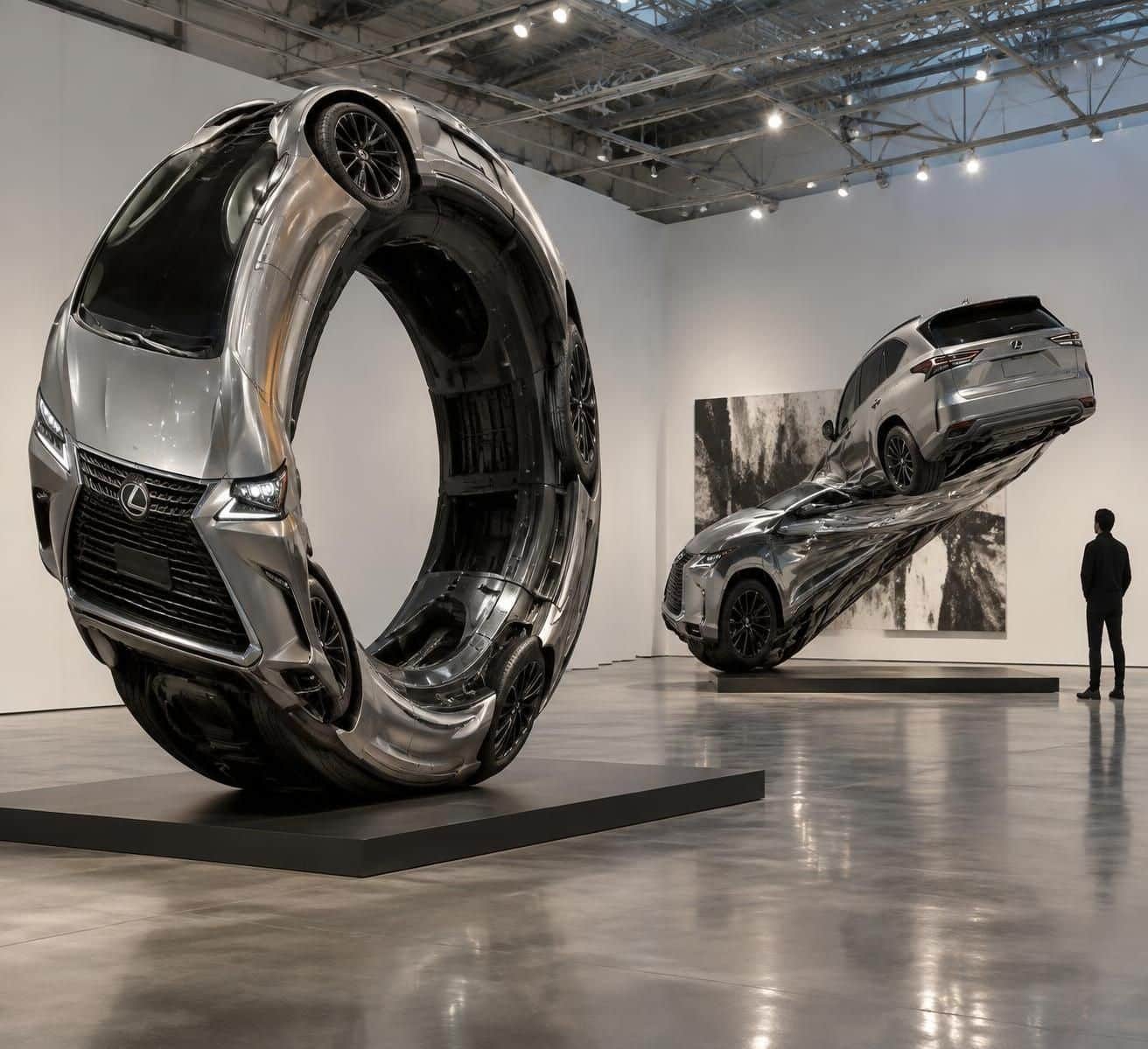 deux lexus ont &eacute;t&eacute; transform&eacute;es par la torsion en sculptures automobiles &eacute;tonnantes, o&ugrave; les lignes &eacute;l&eacute;gantes de la marque prennent une forme spectaculaire.