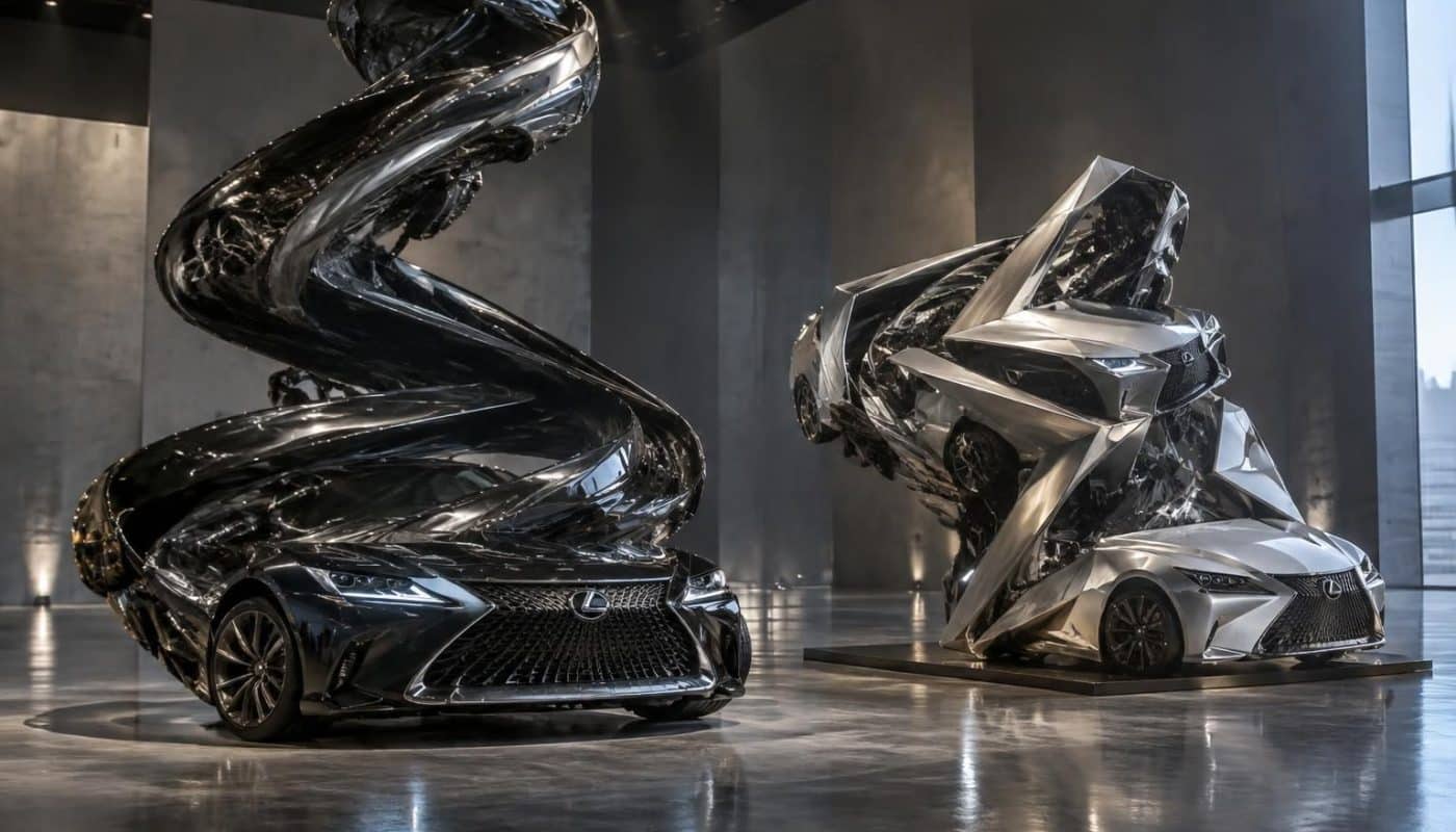 découvrez comment deux lexus déformées par la torsion se transforment en sculptures automobiles spectaculaires, entre design et art mécanique.