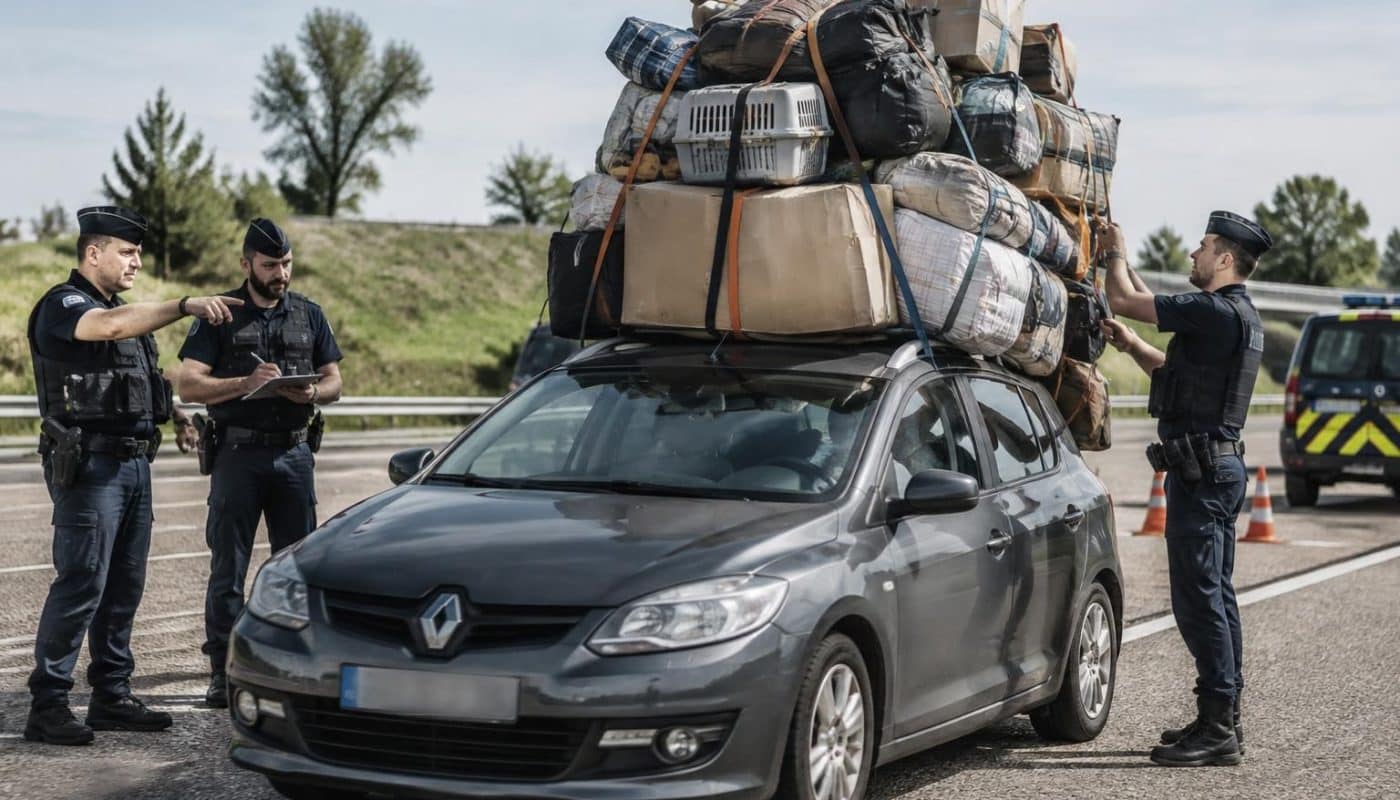 les gendarmes découvrent près d’une tonne de marchandises transportée sur le toit d’une renault mégane, une scène pour le moins inattendue.