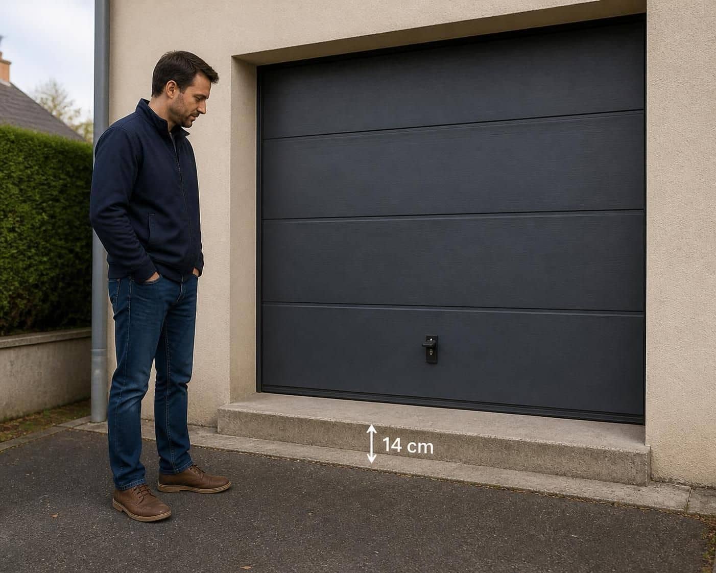 une marche de 14 cm bloque l'entrée du garage d'une voiture, risquant de causer des dommages estimés à 10 000 euros. découvrez les enjeux de cette situation inattendue.