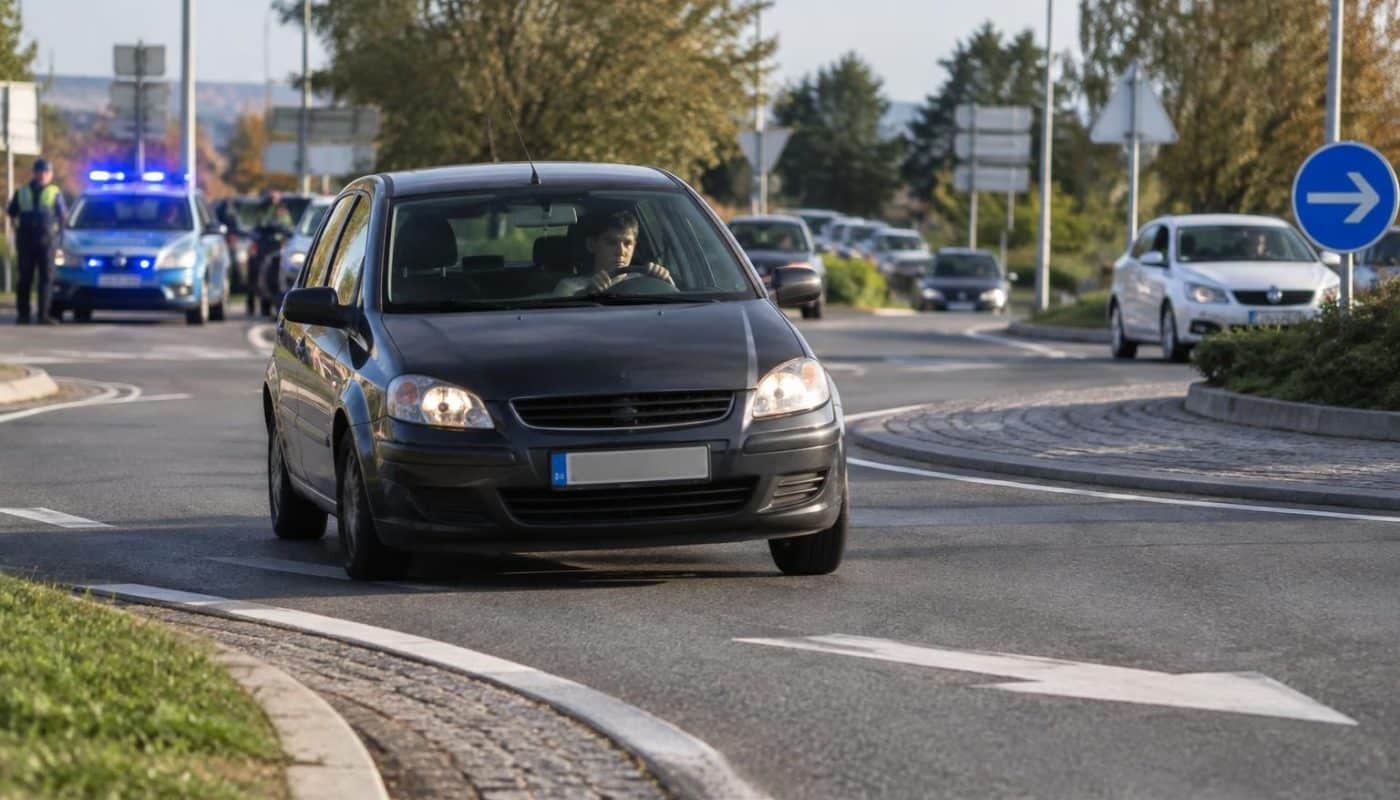 à 14 ans, un adolescent dérobe la voiture de son père pour échapper à la police et termine sa fuite en roulant à contresens sur un rond-point.