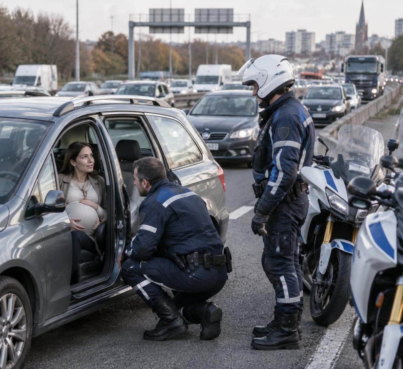 arr&ecirc;t&eacute; pour exc&egrave;s de vitesse, un couple est escort&eacute; par la police jusqu&rsquo;&agrave; la maternit&eacute; : un trajet inhabituel pour rejoindre les secours.