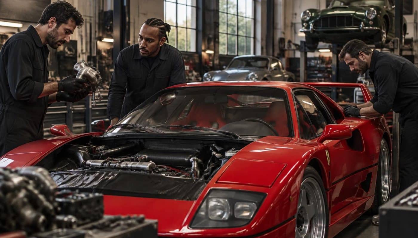 lewis hamilton dévoile les coulisses de la restauration de sa ferrari f40 emblématique et raconte les détails de ce projet passionné.