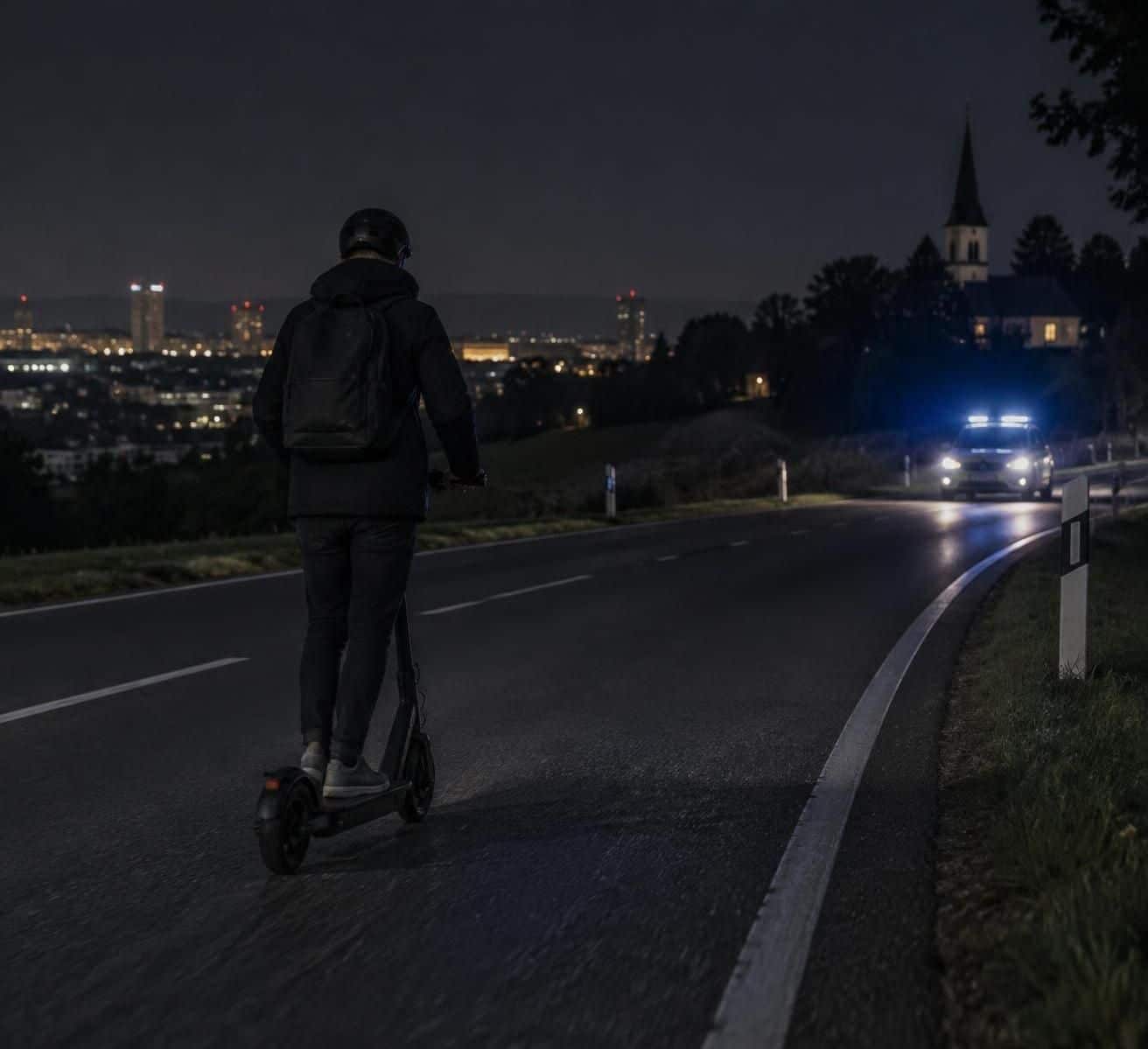 lanc&eacute; &agrave; plus de 50 km/h sur sa trottinette &eacute;lectrique, il tente de semer la police dans une course-poursuite risqu&eacute;e.