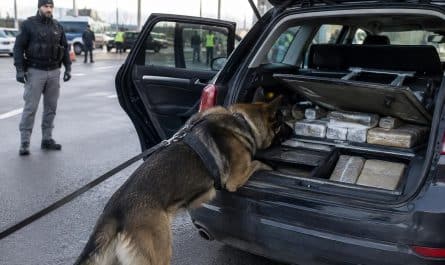 un chien renifleur découvre plus d’un million d’euros de cocaïne cachée dans une voiture, lors d’une opération policière.